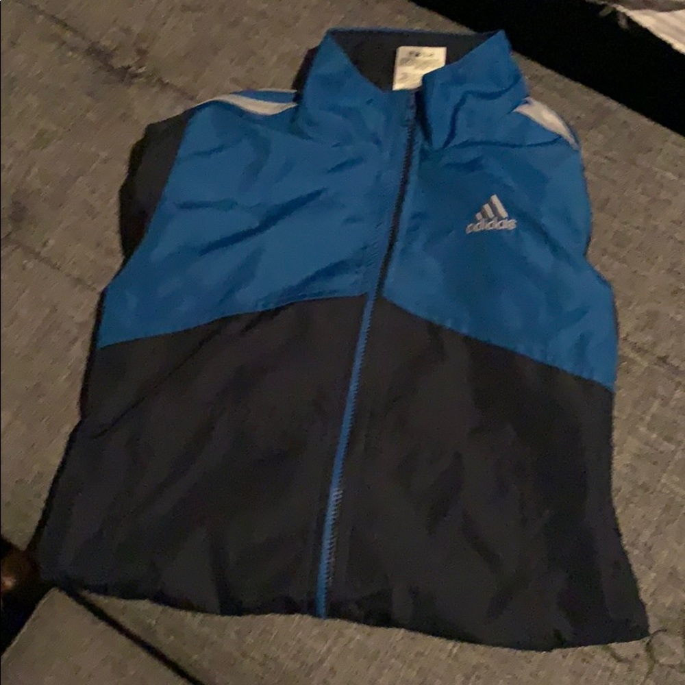 Blue and black adidas windbreaker